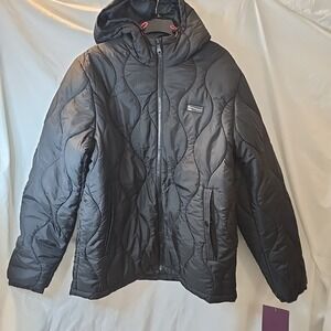 HFX Outdoors Men's Onion Quilted Water Resistant Puffer Coat Hooded Black L NWT‎